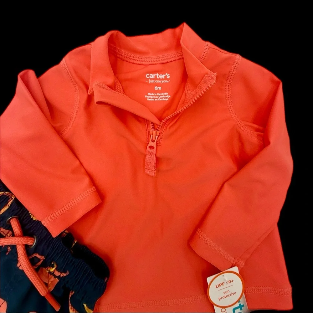 Carter’s Long Sleeve Rash‎ Guard Swimsuit Set Size 6Mth NWOT